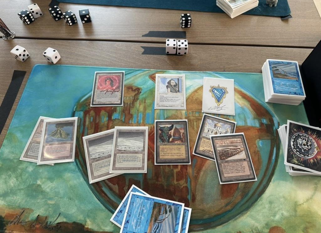 Final turn of Game 3, altered Serra Angel swinging for lethal